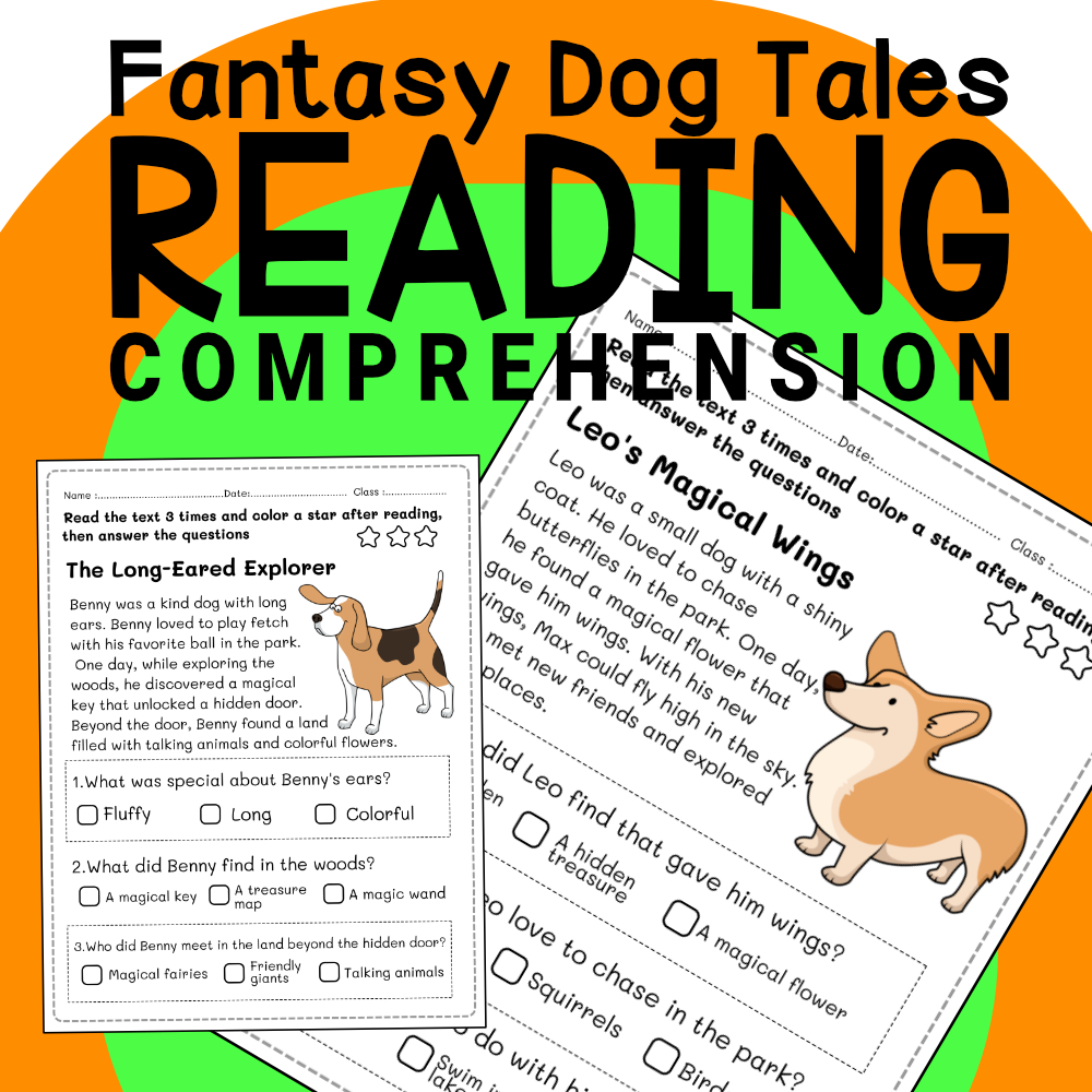 Fantasy Dog Tales: Grade 1 Reading Comprehension Pack